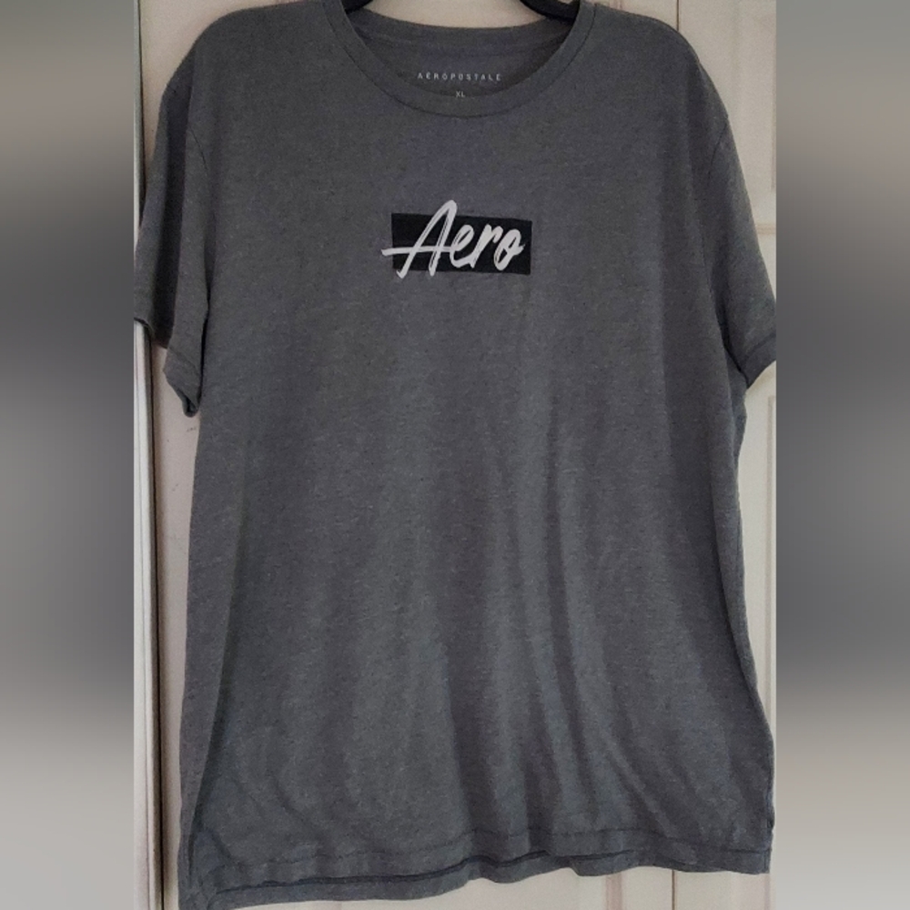 Aeropostale Aero Mens Gray XL Logo Graphic Tee T Shirt Classic Basic Casual